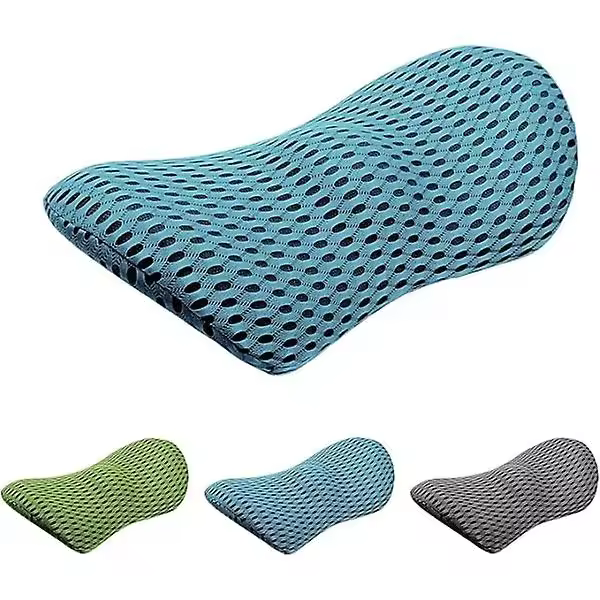 Almohada lumbar ergonómica de espuma viscoelástico, Alivia el dolor de espalda, transstrada y extrable azul - 1