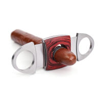 Cortador De Cigarrillos De Acero Inoxidable Y Madera Marrón JIBILL Accesorio De Cigarrillos Regalo De Navidad Para Padre 9x3.6x1.1cm - details 6