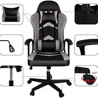 Silla Gaming Ergonómica Reclinable con Cojín Lumbar y Cervical | Respaldo Alto Acolchado | Altura ajustable | Ruedas Giratorias 360° y Reposabrazos | Ideal Ordenador, Oficina, Videojuego o Escritorio - details 1