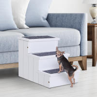 PawHut Escalera para Mascotas 3 Peldaños con Espacio de Almacenaje y Alfombra Antideslizantes Portátil Madera para Vehículo Carga 30 kg 40,5x44,5x38 cm - details 1