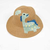Sombrero de paja infantil con estampado de dinosaurio para verano, ideal para playa y protección solar, diseño divertido para niños y niñas, perfecto para uso familiar - details 5