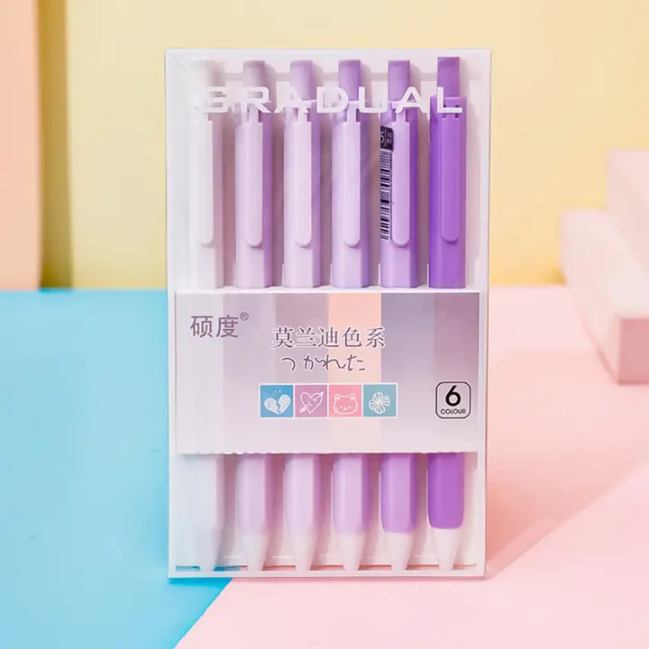 6 Piezas De Bolígrafos Gel Neutrales Serie Morandi 0.5mm Tinta Secado Rápido Suministros Escolares Para Estudiantes - 1