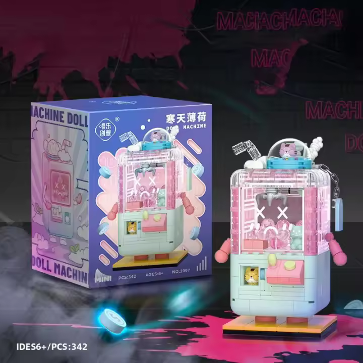 Juguete De Bloques De Construcción Crane Machine Disguise Serie Taro Suelo De Hielo Fresa Sundae Para Niños Y Niñas De 6 a 12 Años Material ABS Sin Batería - 1
