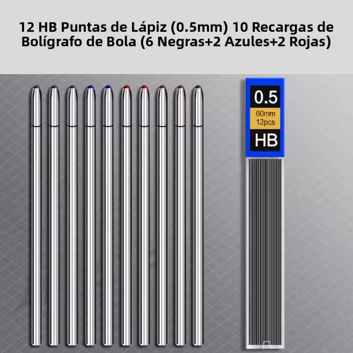 Bolígrafo Multifunción 4 En 1 De Metal Con Sensor De Gravedad Para Estudiantes 3 Colores Mezcla De Bolígrafo De Bola Y Lápiz Mecánico Estuche De Firmas - 1