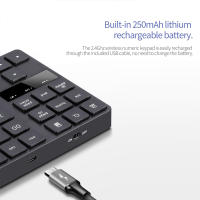 Teclado Numérico Inalámbrico 2.4G 35 Teclas Para Oficina Y Contabilidad Con Batería Recargable Integrada Estilo Portátil Color Negro - details 3