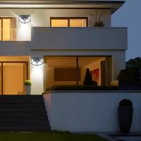 Lámpara De Pared Solar Con Sensor De Movimiento 100 LEDs 4 Lados Luz Exterior Impermeable Para Jardín Y Courtyard Moderno - details 9