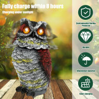 1/2Pcs Despavoridor De Pájaros Solares En Resina Con Ojos Parpadeantes Y Cabeza Giratoria Estatua De Buho Para Jardín Lawn Decoración De Exterior - details 5