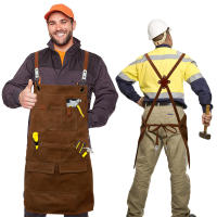Aguas Resistentes Delantal De Lona Unisex Para Trabajo Con Bolsillos Para Herramientas Duradero Ajustable Con Correas Cruzadas Para Hogar Y Taller - details 4