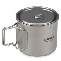 Lixada Juego De Cocina Ultraligero De Titanio 300ml/350ml/420ml/550ml/650ml/750ml Con Cuchara Plegable Para Camping Incluye Vaso Y Comedor - details 21
