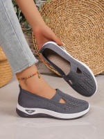 Zapatillas De Mujer En Color Sólido Transpirables Zapatillas Casuales De Verano De Bajo Térmico Tejidas Zapatos Casuales Para Mamá - details 26