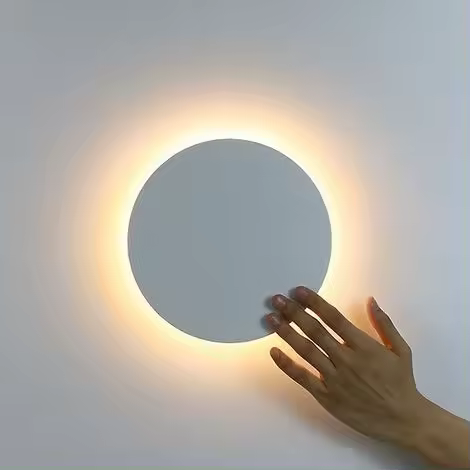 Lámpara de pared led Redonda Modern with interruptor tacthil, decoración para Sala de estar, Dormitory, lámpara de pared Blanca de 20 cm, Luz Cálida - 1