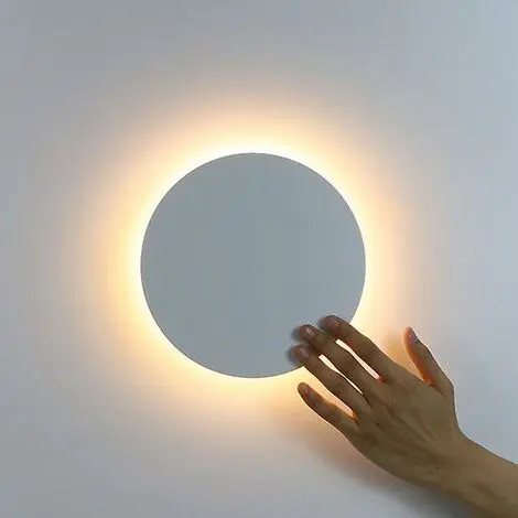 Lámpara de pared led Redonda Modern con interruptor tacthil, decoración para Sala de estar, Dormitory, lámpara de pared Blanca de 20 cm, Luz Cálida - 1