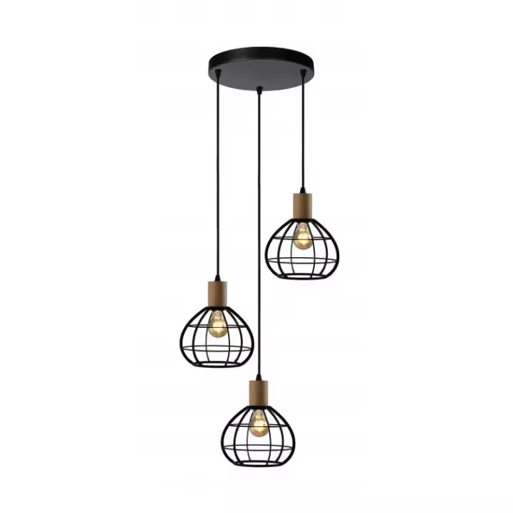 Lámpara colgante de techo de metal color negro con 3 tulipas E27 40W. (DISPONIBLE CONJUNTO DE LÁMPARAS) Ref. 5037/3B - 1