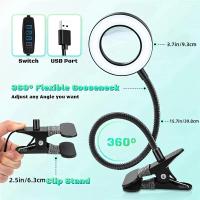 Lámpara de escritorio LED ajustable con fuente de luz y lupa, regulable, cambio de color, protección ocular, lupa con clip para lectura, trabajo de oficina y bricolaje, lupa iluminada de 10x, lupa iluminada con clip, lupa de 10x, lámpara de escritorio de - details 10