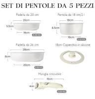 5pcs White Nonstick Cookware Set with Detachable Handles - Stackable, Oven Safe Pots & Pans for Camping and Home Kitchen - details 0