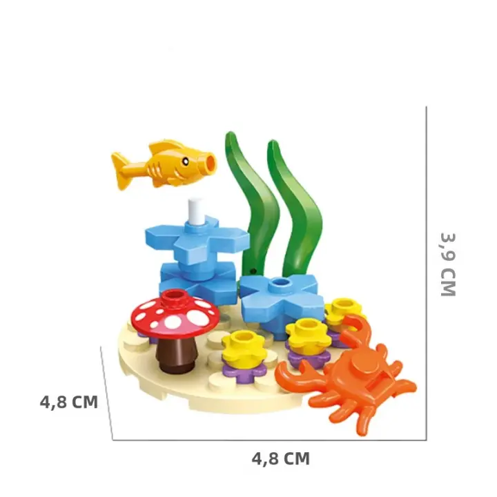 Bloques De Construcción Serie Oceánica Pulpo Abulón Tortuga Alga Mundo Subacuático Modelo DIY Juguetes Regalos De Vacaciones Para Niños - 1