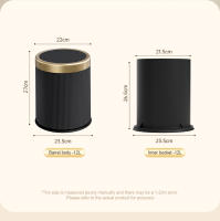 Basurero De Lujo Con Tapón Para Oficina Sala De Estar Baño Redondo Con Cesta Interior Desmontable Contenedor De Residuos De Plástico Rectangular - details 10