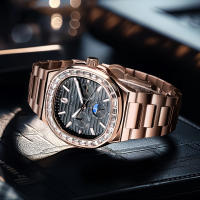 Reloj De Cuarzo Para Hombres SAPPHERO En Color Rosa Oro Resistente Al Agua Con Diamantes Reloj De Pulsera Moda Regalo Nuevo Material De Correa Acero Inoxidable - details 12