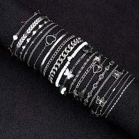 Juego De 20 Pcs Pulseras De Pie De Mariposa Y Corazón De Moda Metálica Bohemia Vintage Con Perlas Para Mujer Joyería De Playa Regalos Clásicos - details 2