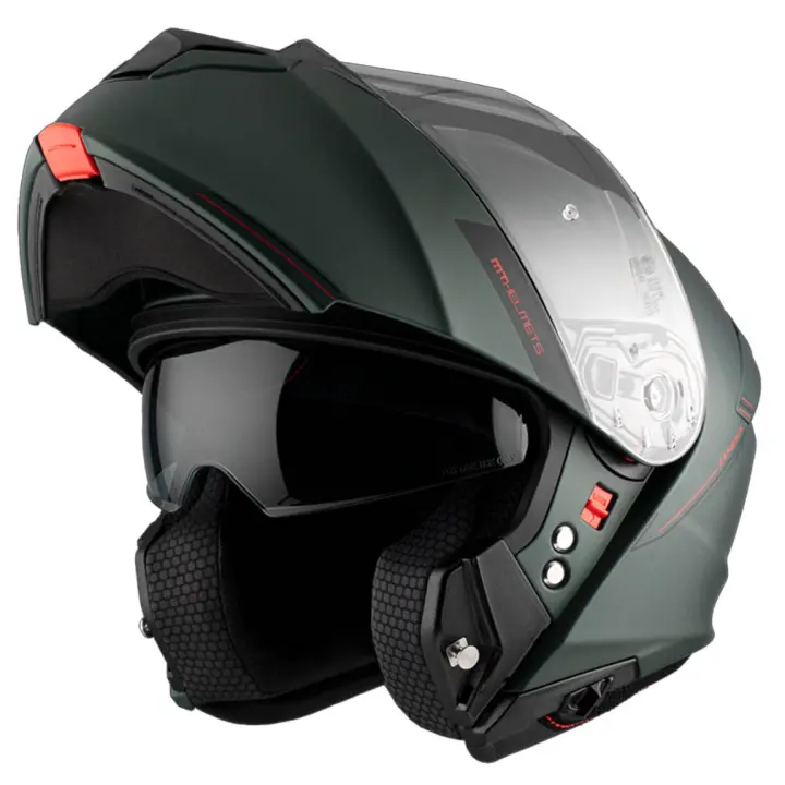 CASCO DE MOTO MODULAR MT HELMETS GENESIS SV SOLID VERDE MATE - 1