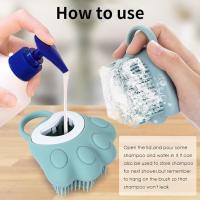 Cepillo de Baño para Perros y Gatos, Dispensador de Champú de Silicona, Suave Cepillo de Ducha para el Lavado de Mascotas de Pelo Corto y Largo (Azul en forma de pata) - details 2