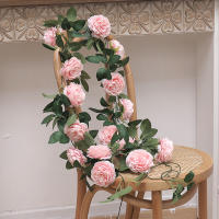 Guirnalda De Flores De Peonía Rosa Artificial En Seda Grandes Con Trepadoras De Hiedra Y Rattan Para Decoración De Paredes En Bodas Y Fiestas En Jardín Interior - details 3