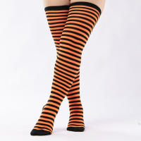 Medias Largas De Pierna Para Mujer Talla Grande Con Estampado Rayado Antideslizantes Para Halloween Accesorio De Costura - details 10