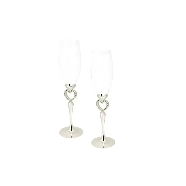 2 Copas de Cava corazón calado 26 cm. alto diámetro 6 cm. - 1
