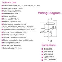 Interruptor diferencial superinmunizado Clase A SI, con protección sobrecorriente y fugas. RCBO espacio reducido. (32A, 2P, 30mA) - details 4