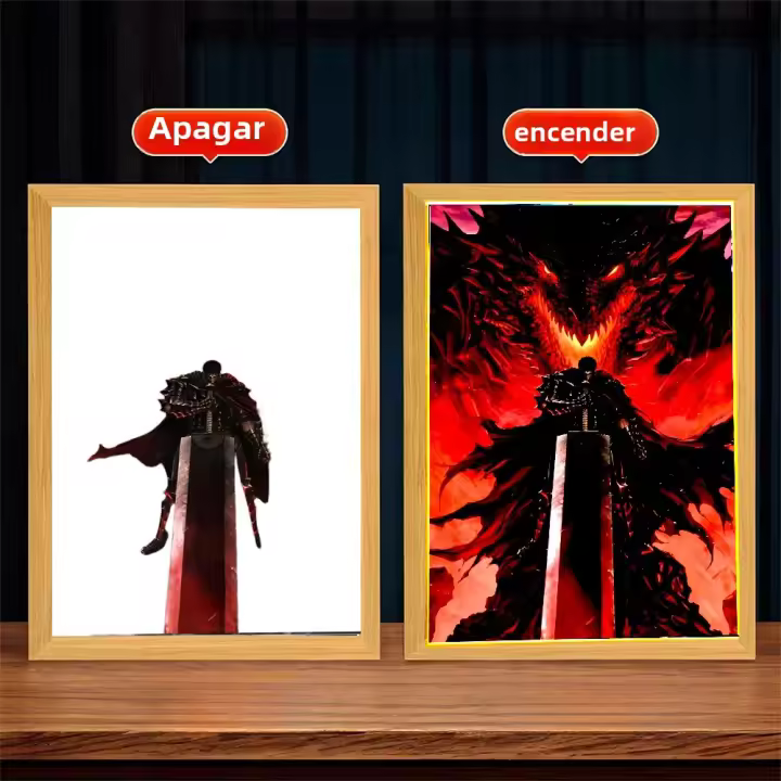 Marco De Fotos Anime Luz De Pintura Berserk Behelit Griffith Figuras De Acción Lámpara Lunar LED Luz Nocturna Para Decoración De Dormitorio Regalos De Cumpleaños - 1