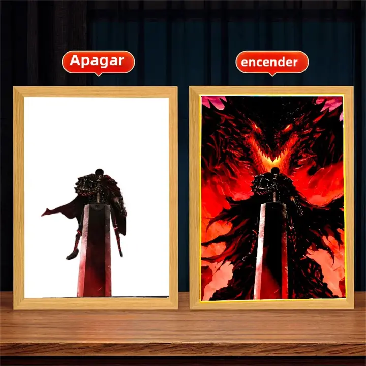 Marco De Fotos Anime Luz De Pintura Berserk Behelit Griffith Figuras De Acción Lámpara Lunar LED Luz Nocturna Para Decoración De Dormitorio Regalos De Cumpleaños - 1