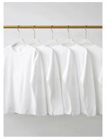 Camiseta Larga De Algodón Pesada 300g Para Hombres Y Mujeres Estilo Coreano Suéter Suelto Blanco Top Para Primavera Otoño - details 5
