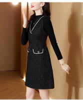 EVNISI Conjunto De Dos Piezas Chaleco Vestido Tweed Slim Para Oficina Chic Vestido De Fiesta Para Mujer Otoño Invierno - details 7