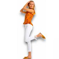 Top Tiffosi Jasmine Mujer | Mostaza Estampado Floral Volantes Bajo Mangas | Poliéster Fluido - details 2