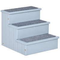 PawHut Escalera para Mascotas 3 Peldaños con Espacio de Almacenaje y Alfombra Antideslizantes Portátil Madera para Vehículo Carga 30 kg 40,5x44,5x38 cm - details 0
