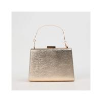 Bolso estilo clutch color oro rígido con asa corta perfecto para bodas fiestas eventos - details 0