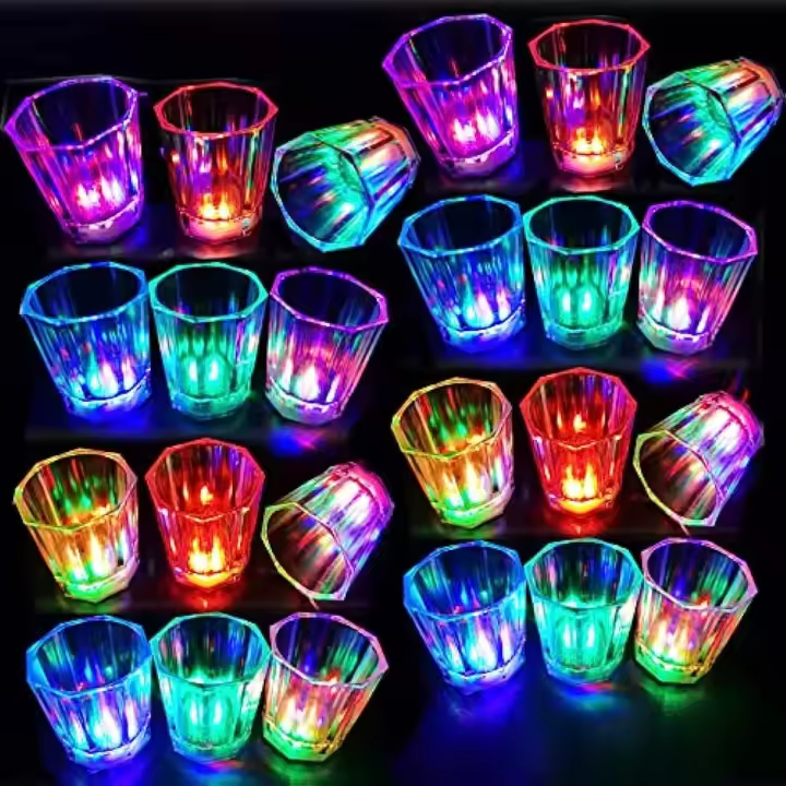 12/24/48pcs Cristales De Whisky LED 2oz Copas De Licor Que Brilla En La Oscuridad Para Fiestas Y Celebraciones - 1