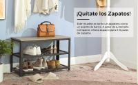 VASAGLE Banco Zapatero, Zapatero con Banco, Banco para Zapatos, Organizador con 2 Estantes, 30 x 73 x 45 cm, para Pasillo, Sala de Estar, Acero, Estilo Industrial, Marrón Rústico y Negro/Greige y Negro/Beige Roble y Blanco Clásico - details 0