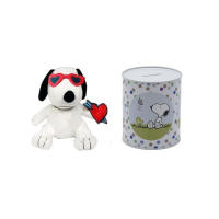SET SNOOPY PELUCHE 15CM CON HUCHA LATA 10CM - details 0