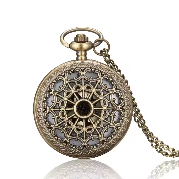 Collar De Reloj Vintage De Cuarzo En Forma De Corazón Y Seta De Latón Para Hombres Y Mujeres Colgante De Pulsera Hecho a Mano Regalo De Souvenir - 1
