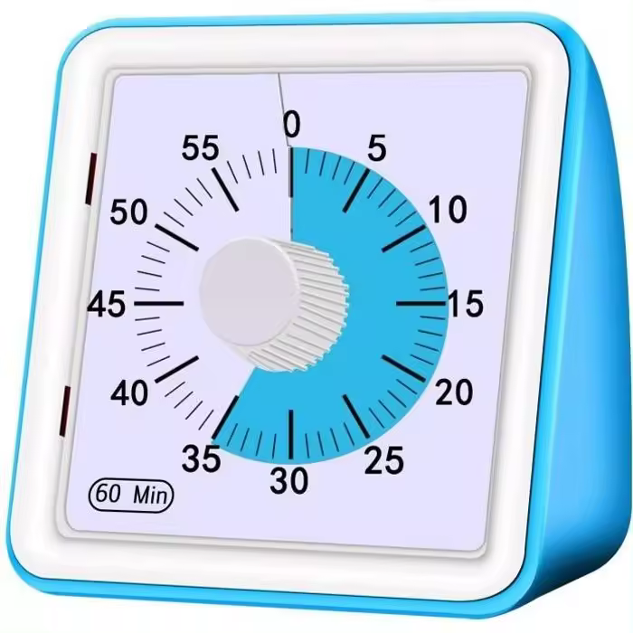 Temporizador analógico visual, temporizador de Cuenta regresiva Silencioso, herramienta de gestión del tiempo para niños y adultos, 60 Minutos, Azul - 1