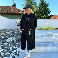 Nueva Chaqueta Larga Elegante Para Mujer 2025 Otoño Invierno Cálido Y Grueso Con Capucha Color Sólido Y Bolsillos De Terciopelo Chaqueta De Windbreaker - details 1