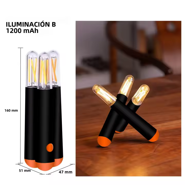 Lámpara De Camping Recargable LED Con Modos De Luz Simulados Chispa Bonfire Para Noche Patio Jardín Fiesta Senderismo Hogar - 1