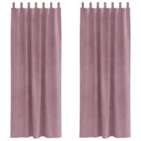 Cortinas Opacas vidaXL con anillas 2 pcs Rosa Oscuro Terciopelo - details 1