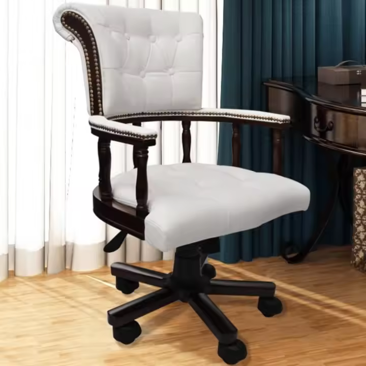 vidaXL Silla de oficina giratoria blanca - 1