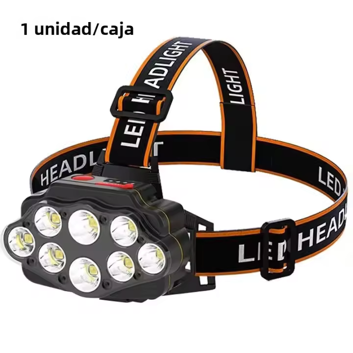 Lámpara Frontal LED Multifuncional Con Batería Integrada Y Pantalla De Potencia 8 LEDs 500 Lumens Para Deporte Y Exploración - 1