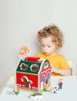 Juguetes De Madera Para Bebés Casa De Juego Montessori Con Animales De La Granja Sorteo De Colores Y Formas Bloques De Construcción Educativos Para Niños - details 0