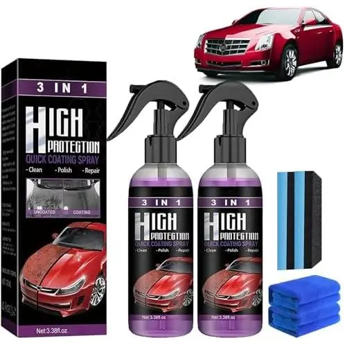 Spray, Revestimiento cerámico, Revestimiento rápido de cerámica para automóvil, Spray de revestimiento rápido para automóvil 3 en 1 de alta protección (2 piezas-100 ml) - 1