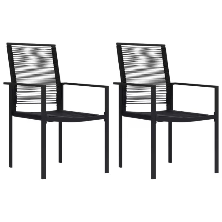 vidaXL Sillas de jardín 2 unidades ratán de PVC negro - 1