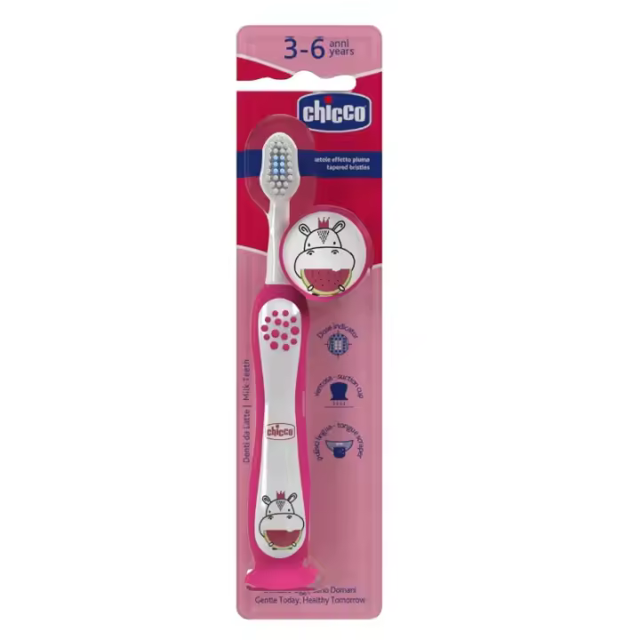 CHICCO CEPILLO DENTAL ROSA HIPO 3-6 AÑOS - 1